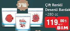 LAV ÇİFT RENKLİ DESENLİ BARDAK 280 CC 3'LÜ